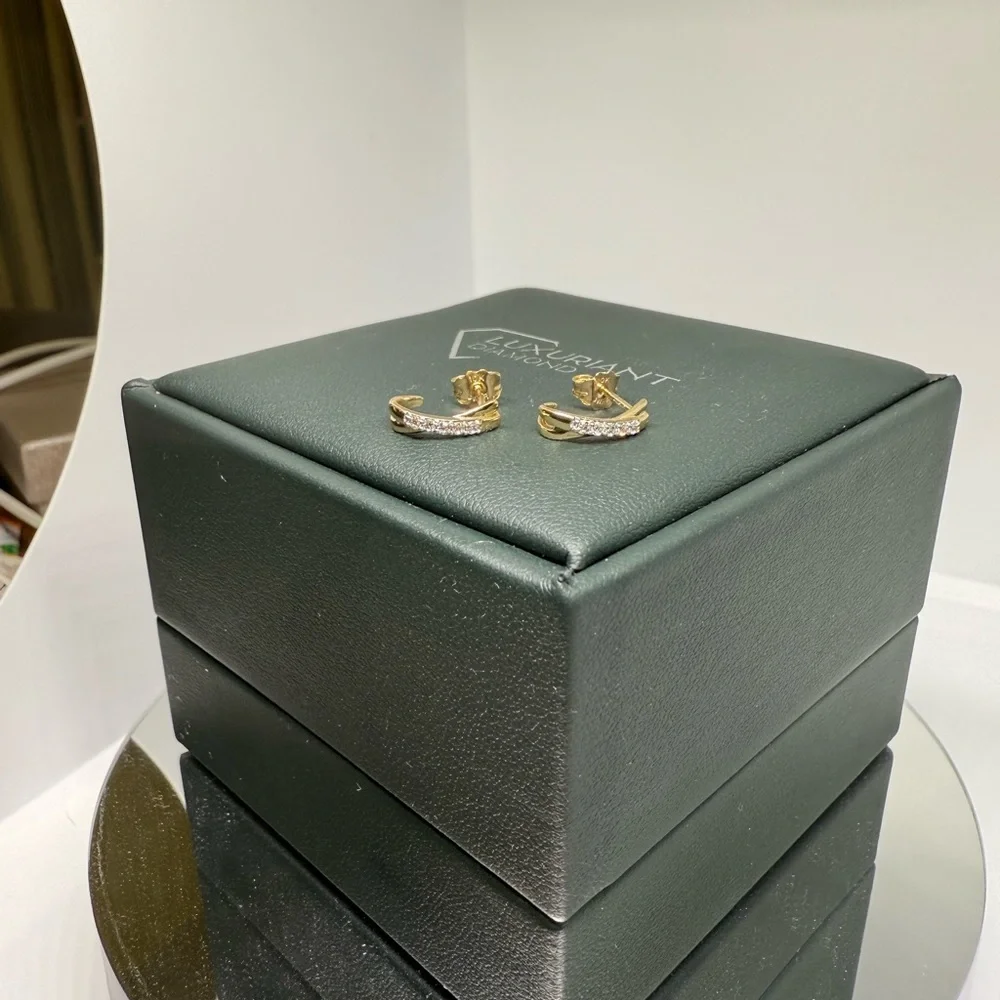 Solid 10K Gold Diamond Earrings